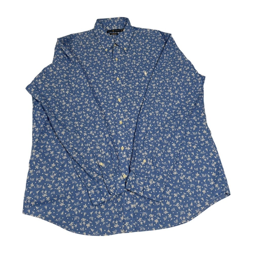 Polo Ralph‎ Lauren Classic Fit Palm Tree/Jet Ski/Boat Long Sleeve Shirt Size 2XL